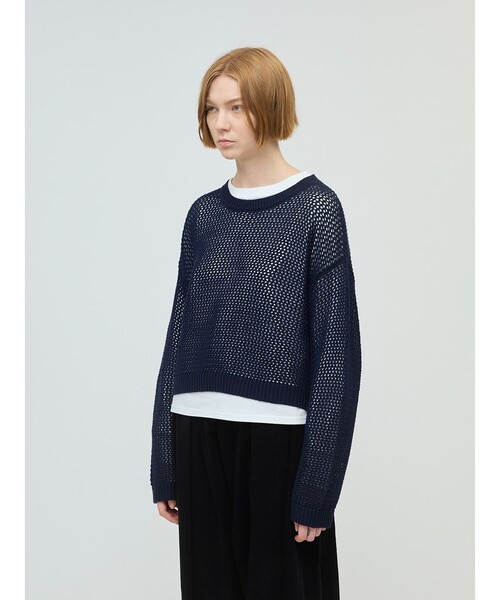 mizuiroind(ミズイロインド)の「mizuiro ind メッシュクルーネックプルオーバー(ニット/セーター・レディース・ネイビー/ライトグレー/ブラック・FREE)」の8枚目の写真