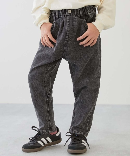 devirock（デビロック）の「ストレッチデニム ペグトップパンツ（デニムパンツ・キッズ・ワンウォッシュ/サックスブルー系/ブルー系/ブラック系・100cm/110cm/120cm/130cm/140cm/150cm/160cm）」の2枚目の写真