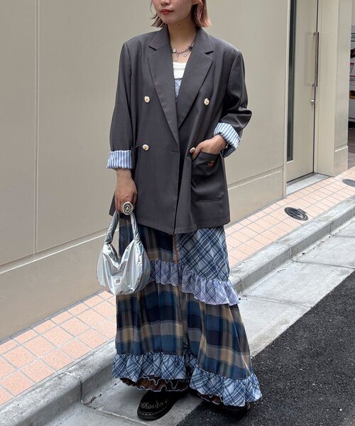 HELLO.SANFRANCISCO（ハローサンフランシスコ）の「【HELLO.SANFRANCISCO/ハローサンフランシスコ】ネーム刺繍マーガレット釦ビッグジャケット（テーラードジャケット・レディース・ブラウン/ピンク/グレー・ONE SIZE）」の22枚目の写真