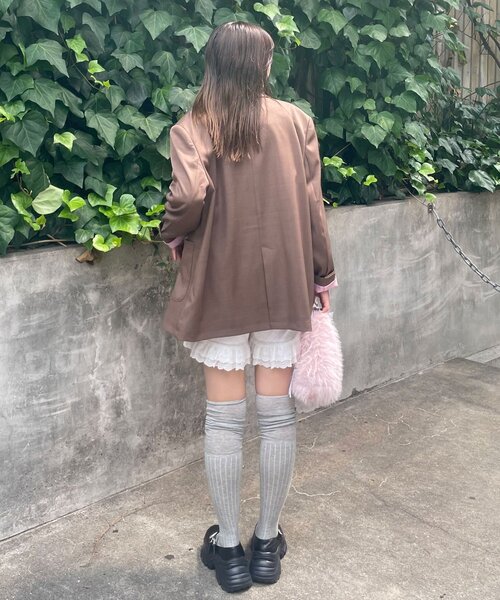 HELLO.SANFRANCISCO（ハローサンフランシスコ）の「【HELLO.SANFRANCISCO/ハローサンフランシスコ】ネーム刺繍マーガレット釦ビッグジャケット（テーラードジャケット・レディース・ブラウン/ピンク/グレー・ONE SIZE）」の13枚目の写真