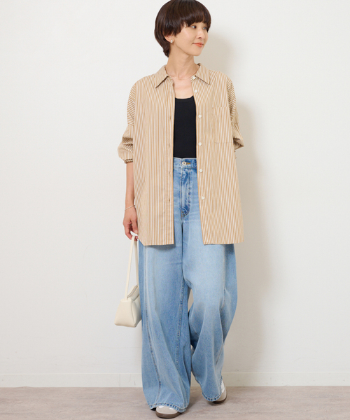 JOURNAL STANDARD relume(ジャーナルスタンダード レリューム)の「コンパクトコットンストライプビッグシャツ(シャツ/ブラウス・レディース・ブラウン/ベージュ/ブルー・FREE)」の17枚目の写真
