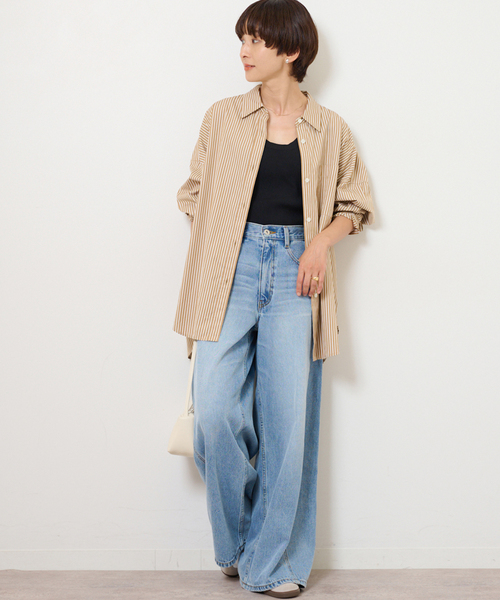 JOURNAL STANDARD relume(ジャーナルスタンダード レリューム)の「コンパクトコットンストライプビッグシャツ(シャツ/ブラウス・レディース・ブラウン/ベージュ/ブルー・FREE)」の18枚目の写真