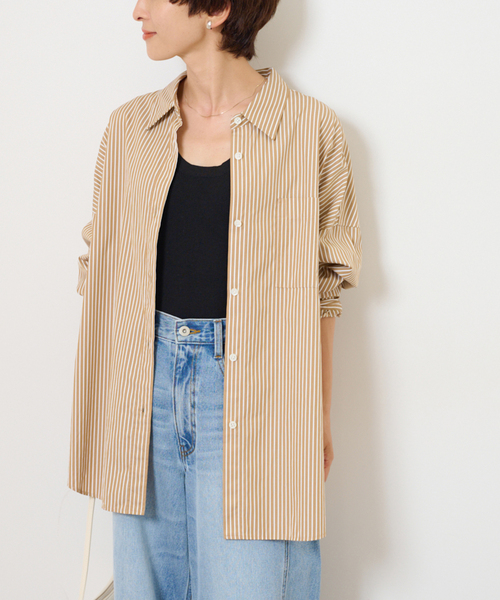 JOURNAL STANDARD relume(ジャーナルスタンダード レリューム)の「コンパクトコットンストライプビッグシャツ(シャツ/ブラウス・レディース・ブラウン/ベージュ/ブルー・FREE)」の22枚目の写真