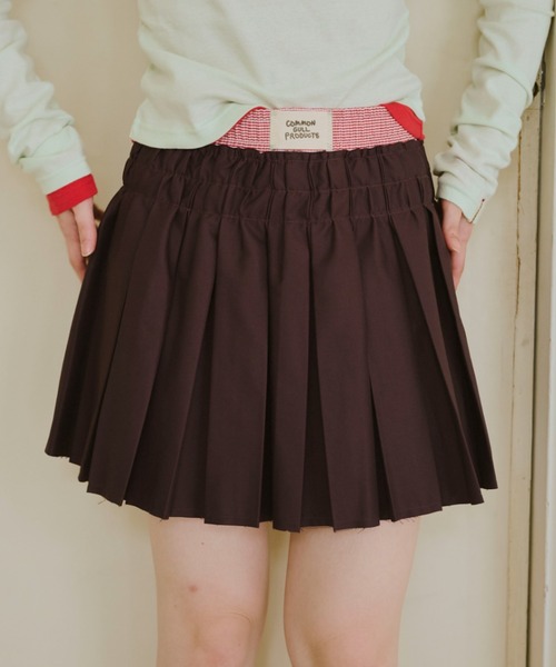 common gull products.(コモンガルプロダクツ)の「皺に刻むプリーツミニスカート(スカート・レディース・ダークブラウン/ベージュ・LARGE/MEDIUM/SMALL)」の1枚目の写真
