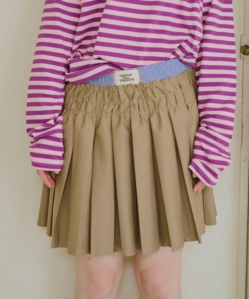 common gull products.(コモンガルプロダクツ)の「皺に刻むプリーツミニスカート(スカート・レディース・ダークブラウン/ベージュ・LARGE/MEDIUM/SMALL)」の2枚目の写真