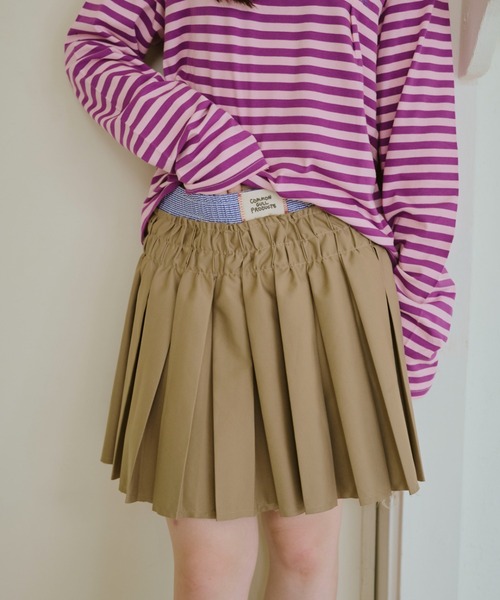 common gull products.(コモンガルプロダクツ)の「皺に刻むプリーツミニスカート(スカート・レディース・ダークブラウン/ベージュ・LARGE/MEDIUM/SMALL)」の3枚目の写真