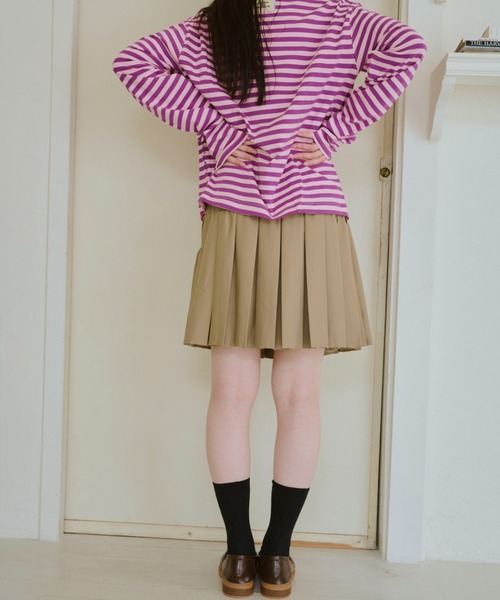 common gull products.(コモンガルプロダクツ)の「皺に刻むプリーツミニスカート(スカート・レディース・ダークブラウン/ベージュ・LARGE/MEDIUM/SMALL)」の5枚目の写真