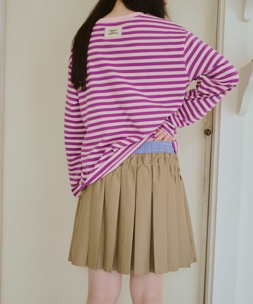 common gull products.(コモンガルプロダクツ)の「皺に刻むプリーツミニスカート(スカート・レディース・ダークブラウン/ベージュ・LARGE/MEDIUM/SMALL)」の6枚目の写真