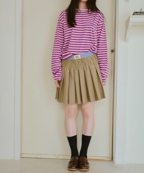 common gull products.(コモンガルプロダクツ)の「皺に刻むプリーツミニスカート(スカート・レディース・ダークブラウン/ベージュ・LARGE/MEDIUM/SMALL)」の7枚目の写真