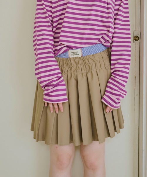 common gull products.(コモンガルプロダクツ)の「皺に刻むプリーツミニスカート(スカート・レディース・ダークブラウン/ベージュ・LARGE/MEDIUM/SMALL)」の8枚目の写真