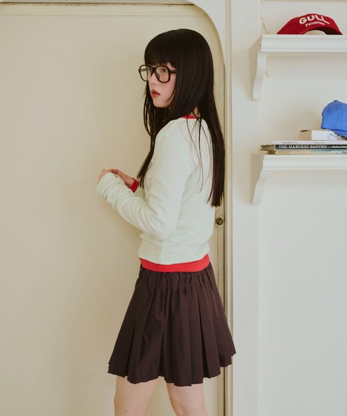 common gull products.(コモンガルプロダクツ)の「皺に刻むプリーツミニスカート(スカート・レディース・ダークブラウン/ベージュ・LARGE/MEDIUM/SMALL)」の12枚目の写真