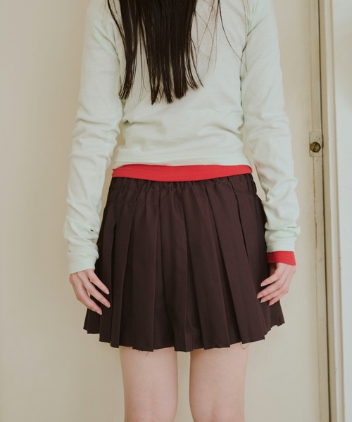common gull products.(コモンガルプロダクツ)の「皺に刻むプリーツミニスカート(スカート・レディース・ダークブラウン/ベージュ・LARGE/MEDIUM/SMALL)」の18枚目の写真