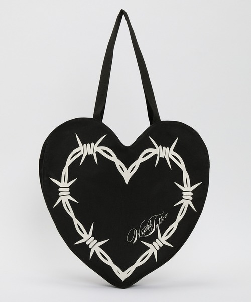 ロゴ刺繍ハートトートバッグ　ブラック セール】【Heart Tattoo】ハートタトゥーロゴ ハートトートバッグ