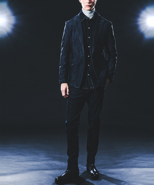 5351 POUR LES HOMMES（ゴーサンゴーイチプールオム）の「【セットアップ対応 / ストレッチ】ピークラペル デニムジャケット（デニムジャケット・メンズ・インディゴブルー/ブラック・44/46/48/50）」の3枚目の写真