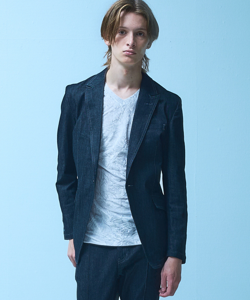 5351 POUR LES HOMMES（ゴーサンゴーイチプールオム）の「【セットアップ対応 / ストレッチ】ピークラペル デニムジャケット（デニムジャケット・メンズ・インディゴブルー/ブラック・44/46/48/50）」の19枚目の写真