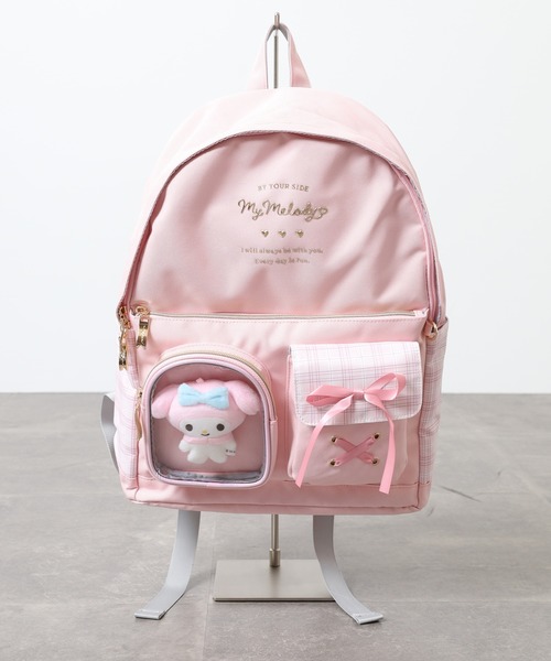 サンリオ チェック クリアポケット ぬいぐるみ付 リュック