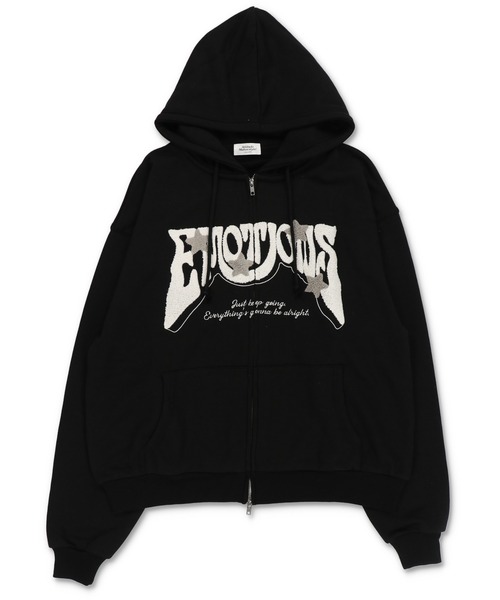 立体ロゴが主役☆ストリートWジップフーディ/サガラ刺繍スター