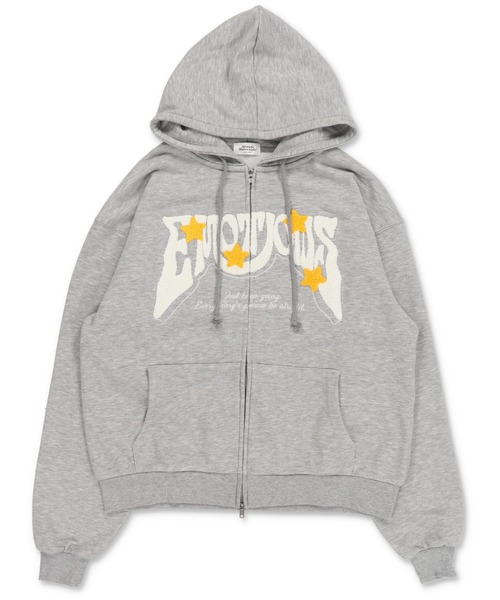 SPINNS（スピンズ）の「立体ロゴが主役★ストリートWジップフーディ/サガラ刺繍スター（パーカー・レディース・ブラック/杢グレー/オートミール/レッド・ONESIZE）」の22枚目の写真
