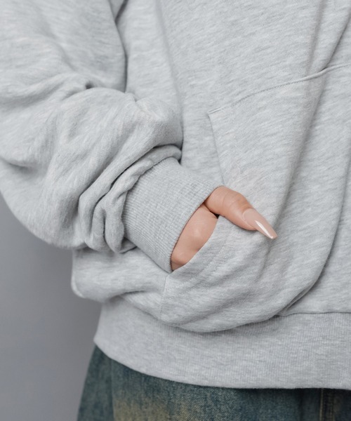 SPINNS（スピンズ）の「立体ロゴが主役★ストリートWジップフーディ/サガラ刺繍スター（パーカー・レディース・ブラック/杢グレー/オートミール/レッド・ONESIZE）」の20枚目の写真