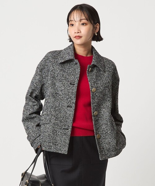 ヘリンボーン 襟付き ショート ジャケット コート（その他アウター