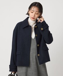 ネイビー」に該当するステンカラーコート（ショート丈