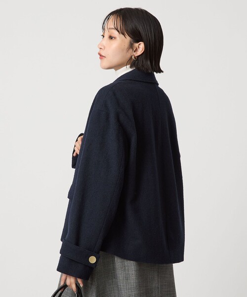 セール】ヘリンボーン 襟付き ショート ジャケット コート（その他