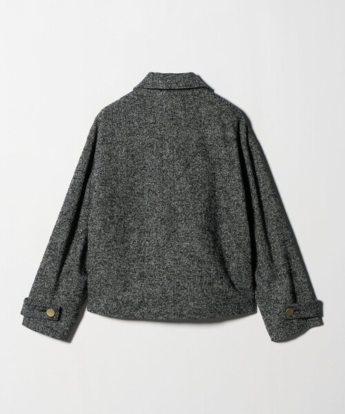 セール】ヘリンボーン 襟付き ショート ジャケット コート（ステン