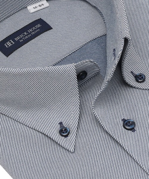 TOKYO SHIRTS(トウキョウシャツ)の「形態安定ノンアイロン ボタンダウン 長袖ストレッチビジネスワイシャツ(ビジネスシャツ・メンズ・ブルー・首回り41cm-裄丈82cm/首回り41cm-裄丈86cm/首回り42cm-裄丈82cm/首回り42cm-裄丈86cm/首回り43cm-裄丈82cm/首回り43cm-裄丈86cm/首回り39cm-裄丈80cm/首回り39cm-裄丈84cm/首回り37cm-裄丈80cm)」の2枚目の写真