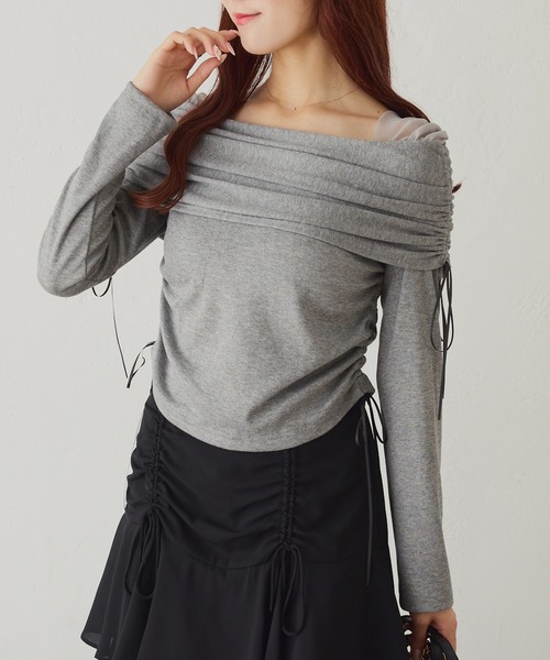 セール】オフショルドロストトップス【ブラ紐隠し】（Tシャツ