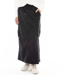 コーデュロイ ロングスカート マキシ丈」に該当するブラック/黒色系の