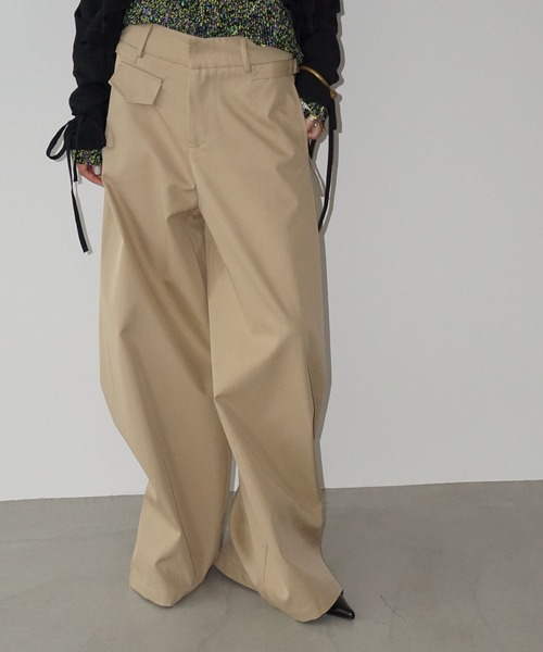 chuclla(チュクラ)の「サイドプリーツ ワイドパンツ chw25a068(その他パンツ・レディース・ベージュ・S/M/L)」の4枚目の写真