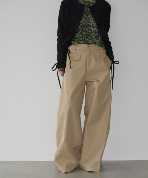 chuclla(チュクラ)の「サイドプリーツ ワイドパンツ chw25a068(その他パンツ・レディース・ベージュ・S/M/L)」の2枚目の写真