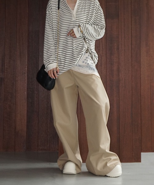 chuclla(チュクラ)の「サイドプリーツ ワイドパンツ chw25a068(その他パンツ・レディース・ベージュ・S/M/L)」の11枚目の写真