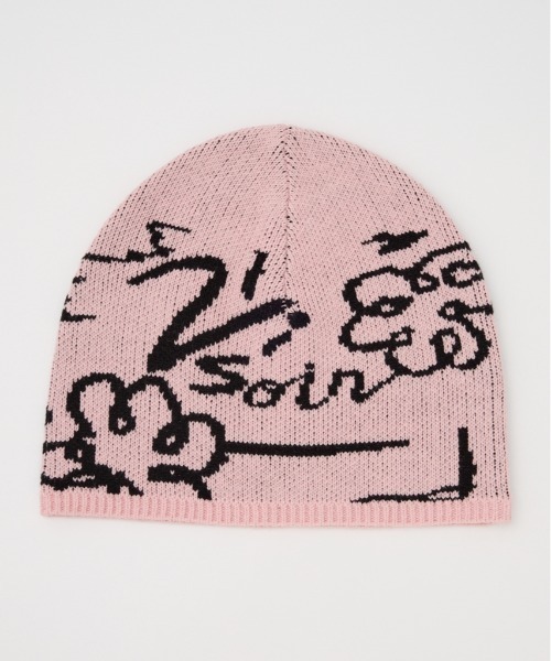 SLY（スライ）の「JQ LOGO MOTIF CAP ジャガード ロゴモチーフ キャップ 秋服 冬服（ニットキャップ/ビーニー・レディース・オフホワイト/ネイビー/ピンク・FREE）」の3枚目の写真