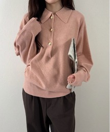 金ボタンニット ポロシャツ