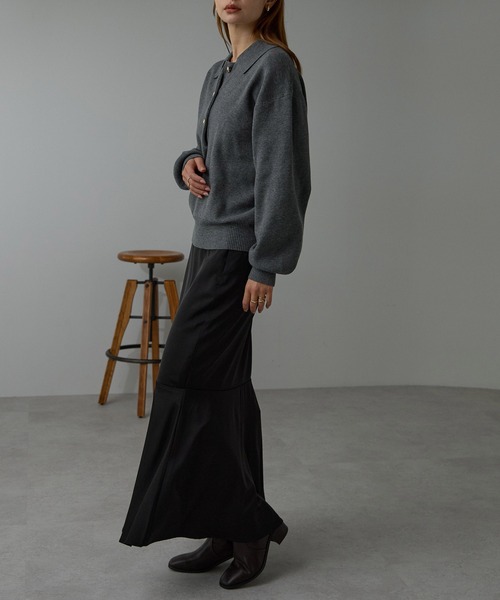 r.（アールドット）の「金ボタンニット　ポロシャツ（ニット/セーター・レディース・ブラック/アイボリー/ブラウン/グレー/ライトベージュ・FREE）」の11枚目の写真