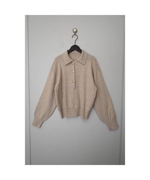 r.（アールドット）の「金ボタンニット　ポロシャツ（ニット/セーター・レディース・ブラック/アイボリー/ブラウン/グレー/ライトベージュ・FREE）」の22枚目の写真