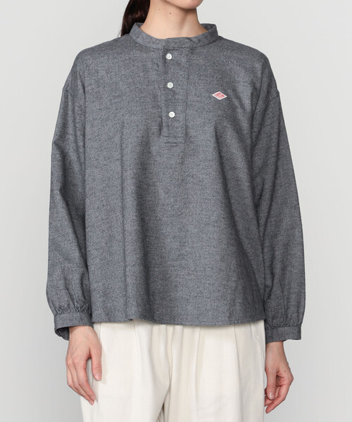 DANTON（ダントン）の「DANTON | コットン ヘンリーネックシャツ WOMEN（シャツ/ブラウス・レディース・グレー/ブラック/オフホワイト・36）」の5枚目の写真