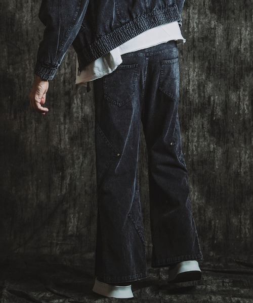 NO ID.(ノーアイディ)の「mp14214- サイドパッチZIPワイドフレアPT パンツ(857006-329P)(デニムパンツ・メンズ・グレー/ブラック/ネイビー・1/2)」の6枚目の写真