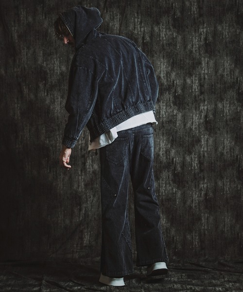 NO ID.(ノーアイディ)の「mp14214- サイドパッチZIPワイドフレアPT パンツ(857006-329P)(デニムパンツ・メンズ・グレー/ブラック/ネイビー・1/2)」の9枚目の写真