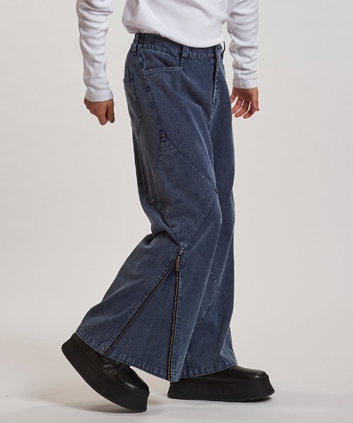 NO ID.(ノーアイディ)の「mp14214- サイドパッチZIPワイドフレアPT パンツ(857006-329P)(デニムパンツ・メンズ・グレー/ブラック/ネイビー・1/2)」の21枚目の写真