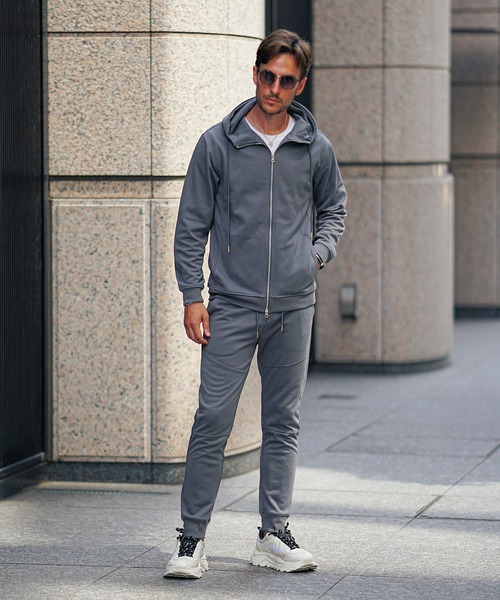 セール】【2点セット】ノーピリングフルジップパーカーセットアップ