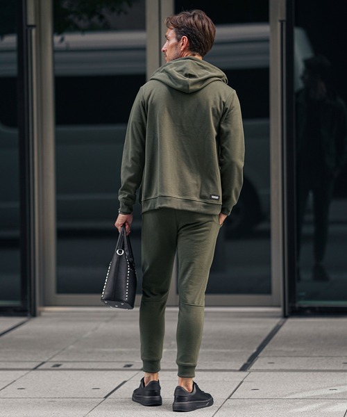 2点セット】ノーピリングフルジップパーカーセットアップ メンズ