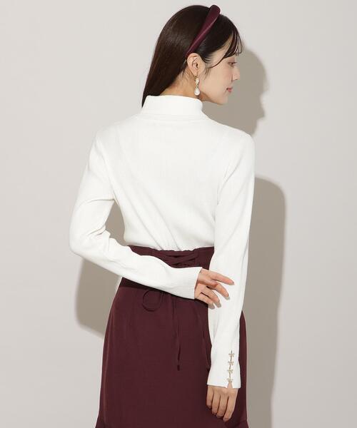 WILLSELECTION（ウィルセレクション）の「袖口リボンリブタートルニット（ニット/セーター・レディース・サックスブルー/ブラック/オフホワイト/ピンク・FREE）」の6枚目の写真