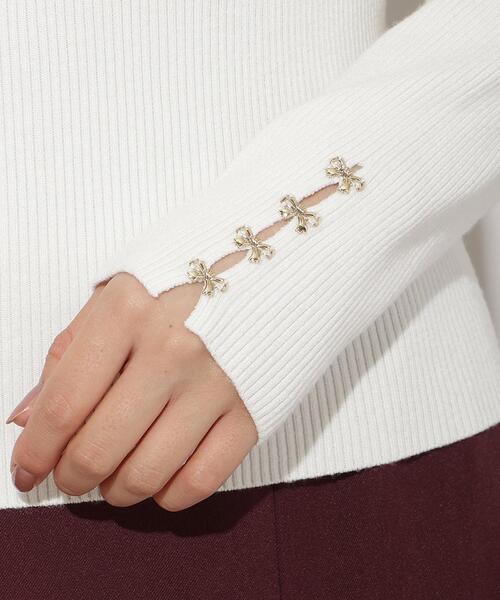 WILLSELECTION（ウィルセレクション）の「袖口リボンリブタートルニット（ニット/セーター・レディース・サックスブルー/ブラック/オフホワイト/ピンク・FREE）」の9枚目の写真