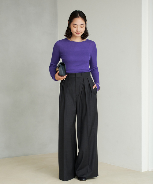 plage（プラージュ）の「WO Mix Sheer Rib ニット（ニット/セーター・レディース・パープル/ブラウン/ホワイト・FREE）」の10枚目の写真