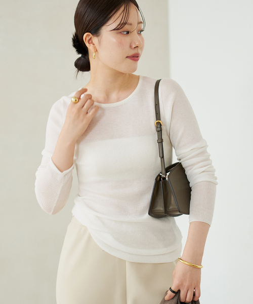 plage（プラージュ）の「WO Mix Sheer Rib ニット（ニット/セーター・レディース・パープル/ブラウン/ホワイト・FREE）」の14枚目の写真