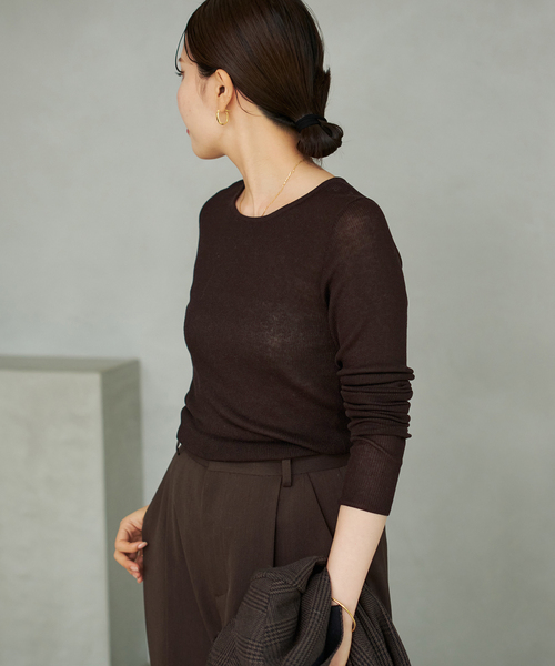 plage（プラージュ）の「WO Mix Sheer Rib ニット（ニット/セーター・レディース・パープル/ブラウン/ホワイト・FREE）」の19枚目の写真
