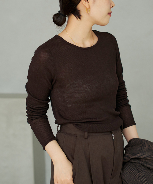 plage（プラージュ）の「WO Mix Sheer Rib ニット（ニット/セーター・レディース・パープル/ブラウン/ホワイト・FREE）」の17枚目の写真