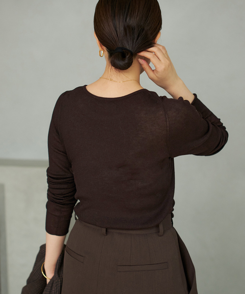 plage（プラージュ）の「WO Mix Sheer Rib ニット（ニット/セーター・レディース・パープル/ブラウン/ホワイト・FREE）」の21枚目の写真